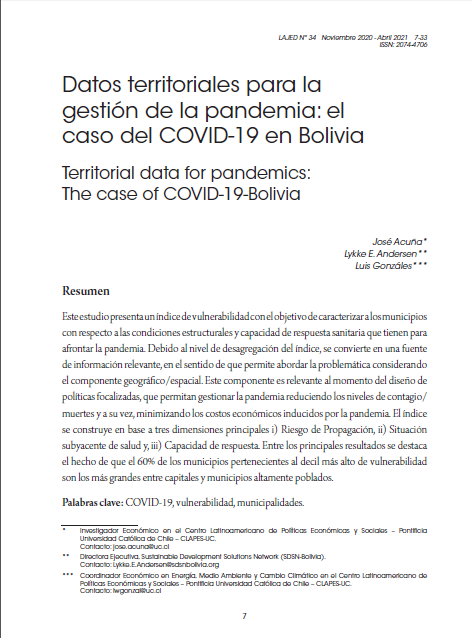 Datos territoriales para la gestión de la pandemia: el caso del COVID-19 en Bolivia