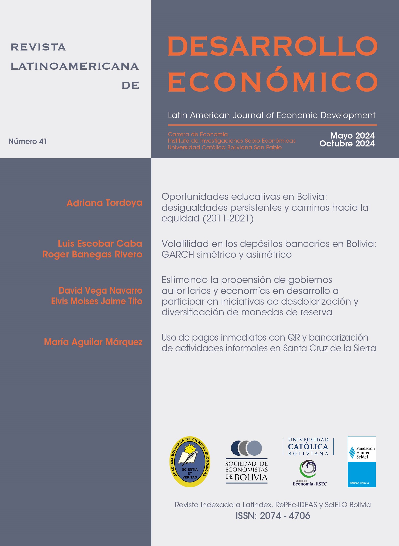 					Ver Vol. 22 Núm. 41 (2024): Revista Latinoamericana de Desarrollo Económico No. 41
				