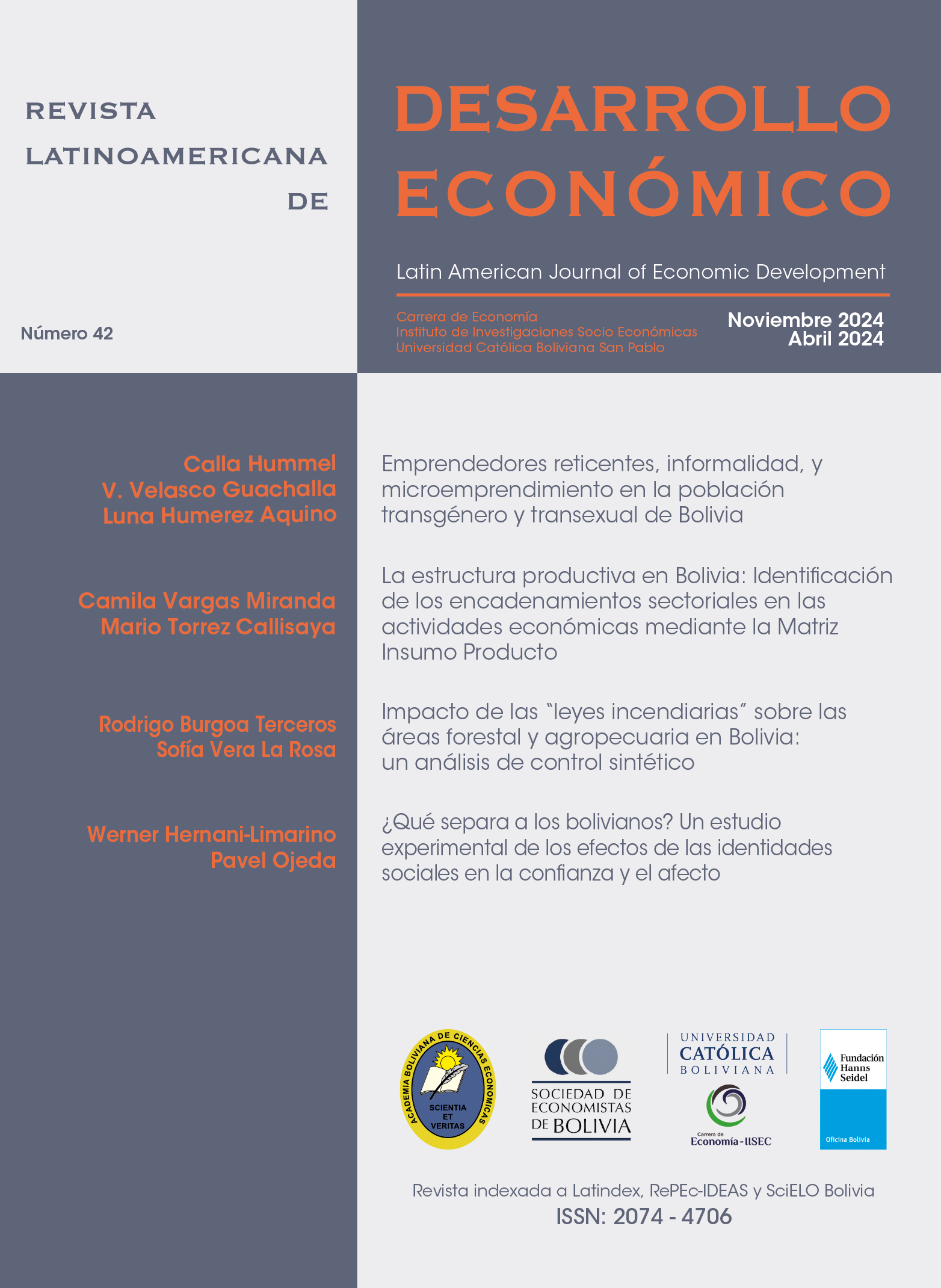 					Ver Vol. 22 Núm. 42 (2024): Revista Latinoamericana de Desarrollo Económico No. 42
				