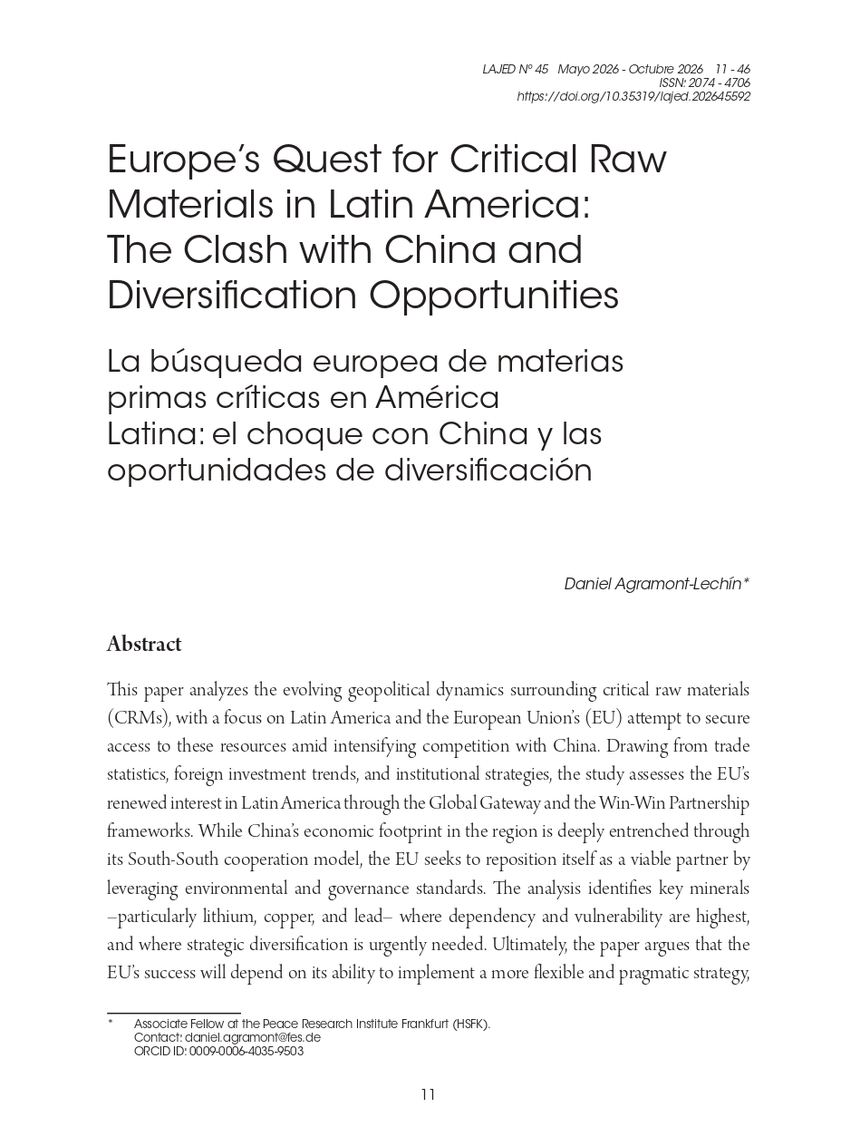 Europe’s Quest for Critical Raw Materials in Latin America: The Clash with China and Diversification Opportunities